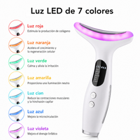 Dispositivo de belleza facial LED 7 en 1 · Lifting, calor y microcorriente
