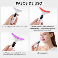 Dispositivo de belleza facial LED 7 en 1 · Lifting, calor y microcorriente